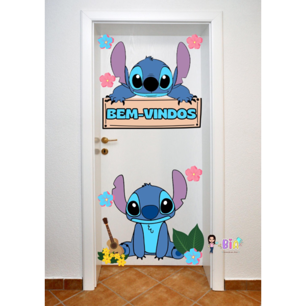 Painel de Porta Bem Vindos Stitch