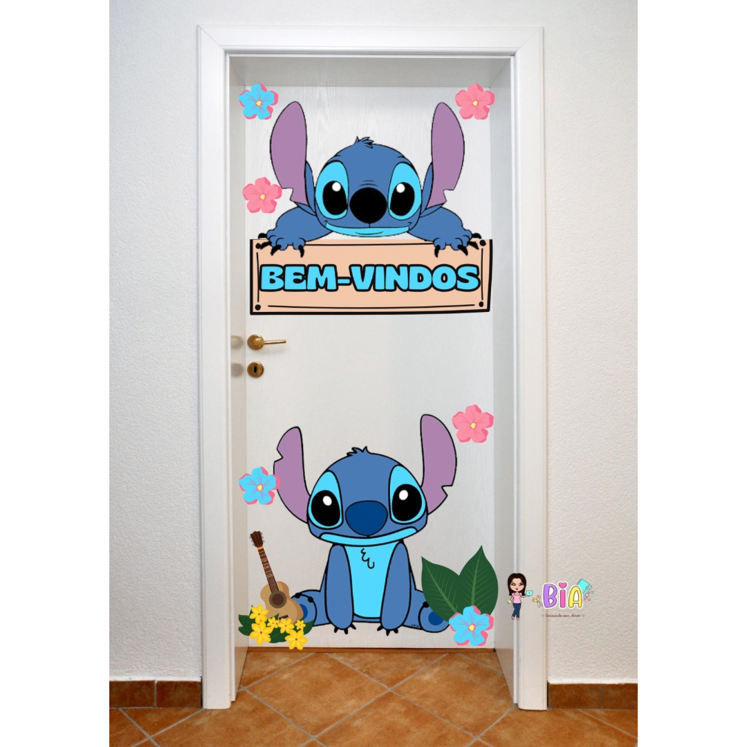 Painel de Porta Bem Vindos Stitch