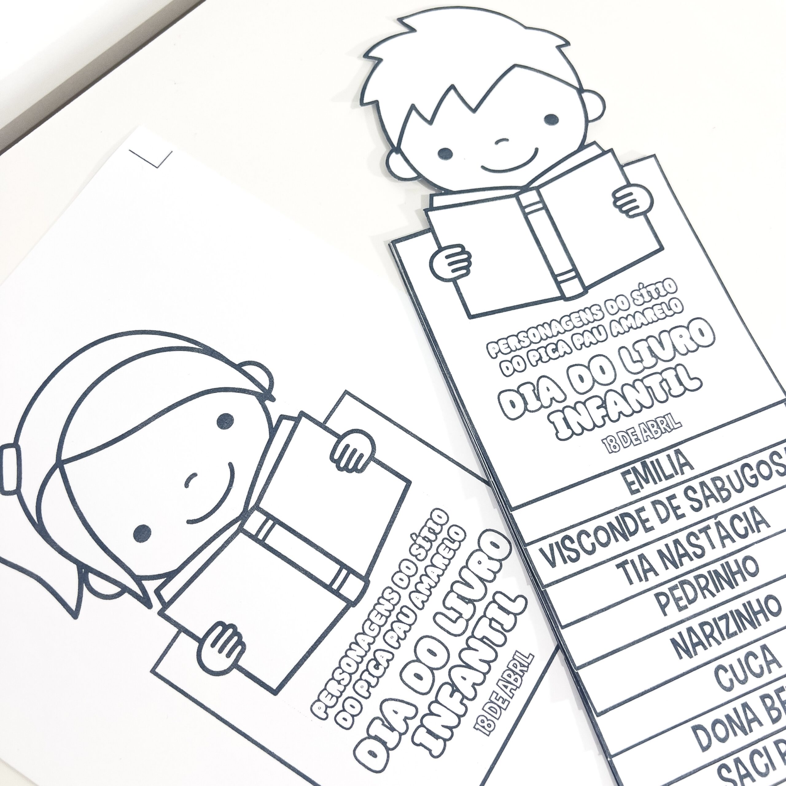 Atividade Dia do Livro Infantil para colorir.