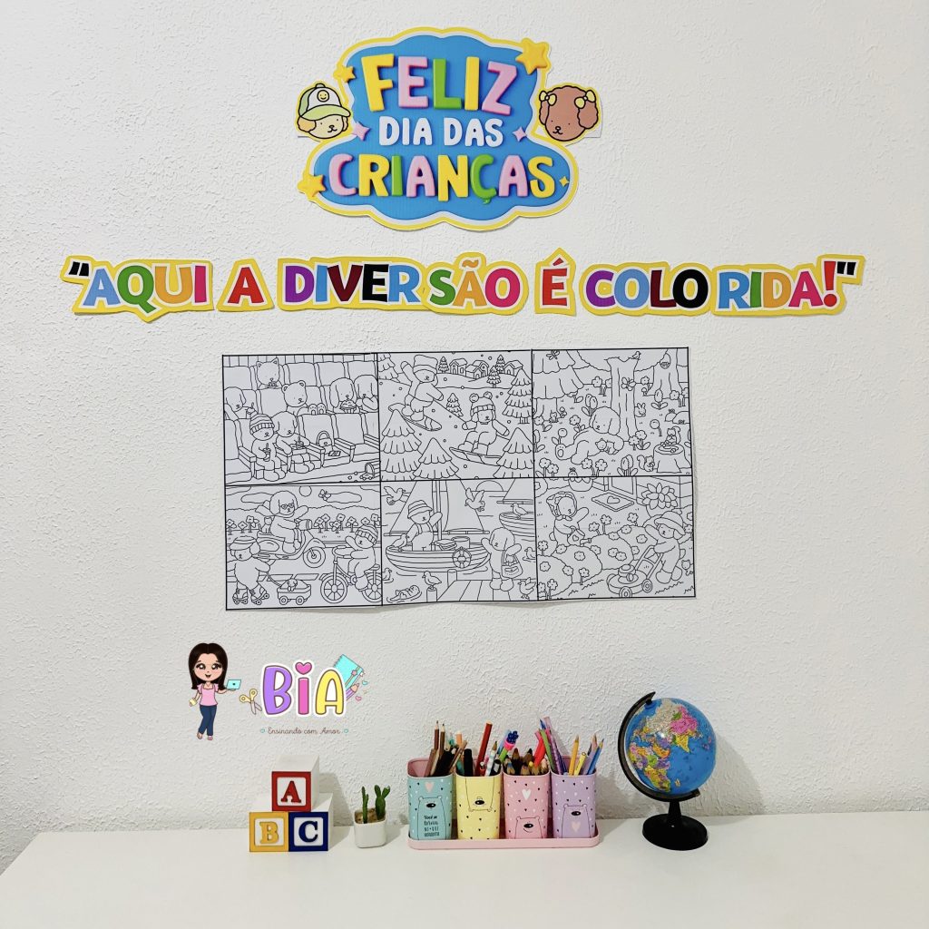 Painel para Colorir - Dia das Crianças - Bobbie Gods - Bia - Ensinando ...
