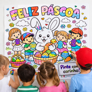 Painel para Colorir - Feliz Páscoa