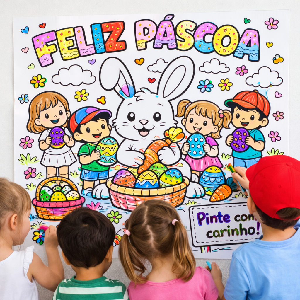 Painel para Colorir – Feliz Páscoa